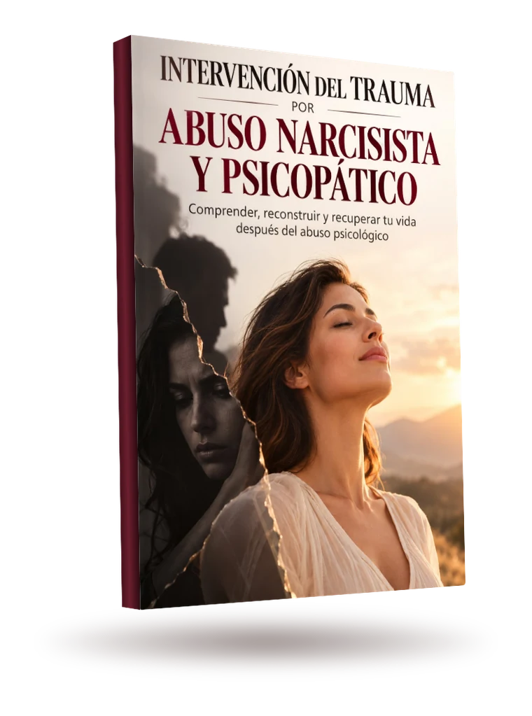 Mockup en 3D del ebook Intervención del Trauma por Abuso Narcisista y Psicopático